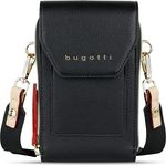 bugatti Ella Handytasche, 11 cm, schwarz, 100% Polyester, kompakte Größe 11 cm x 4 cm x 19 cm