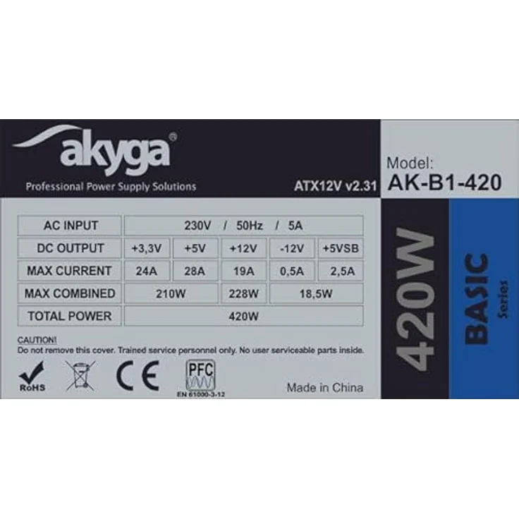 Akyga AK-B1-700, 700W ATX Netzteil mit 5 SATA- und 2 PCI-E Schnittstellen, grau – Bild 6
