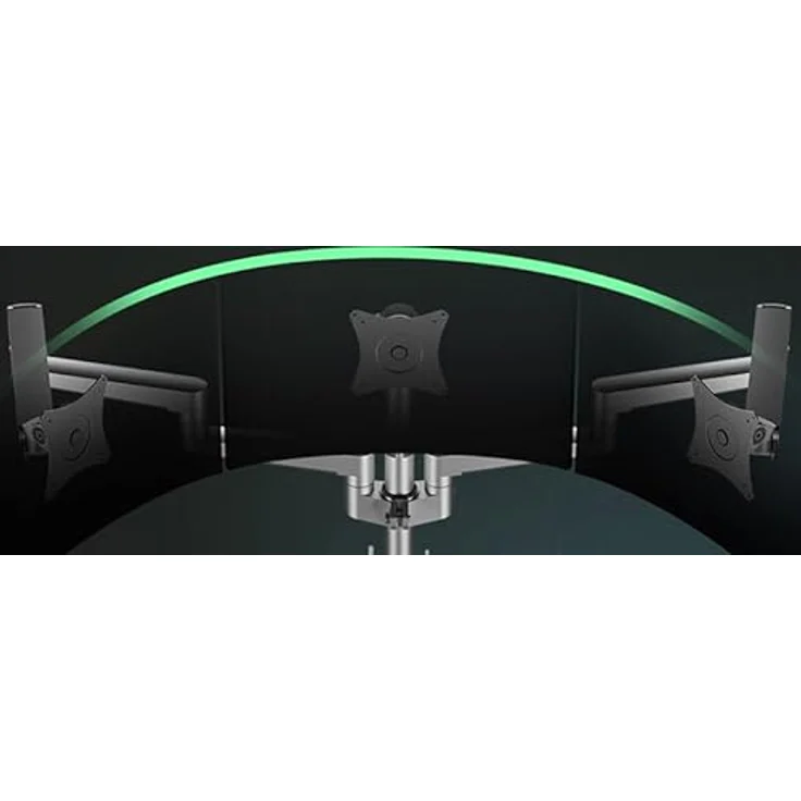 Icy Box IB-MS525-T, Monitorständer mit Tischhalterung für drei Monitore bis 30 Zoll, Silber, ergonomische Höhenverstellung, VESA 75x75mm/100x100mm – Bild 2