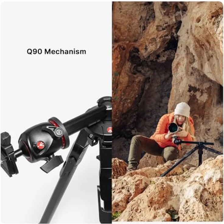Manfrotto One Photo Alu Stativ mit Kugelkopf AS (Q6T), ultrastabil mit XTEND-Beintechnologie und Arca-Swiss Top Lock, 90°-Mittelsäule, modulare Füße – Bild 5