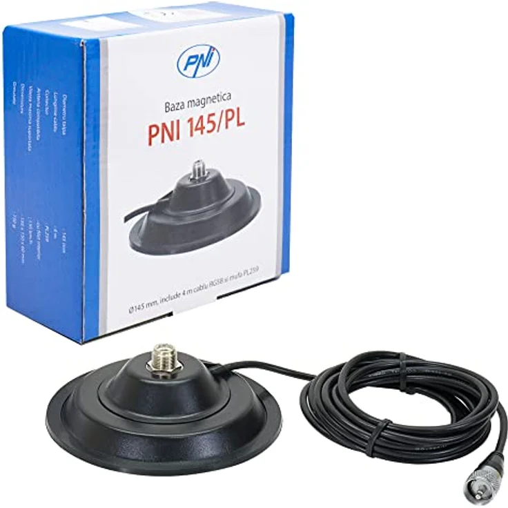 PNI Magnethalterung für CB-Antenne PNI 145 / PL, 145 mm mit 4 m RG58-Kabel und PL259-Stecker, stabiler Magnetfuß für hohe Geschwindigkeiten – Bild 1