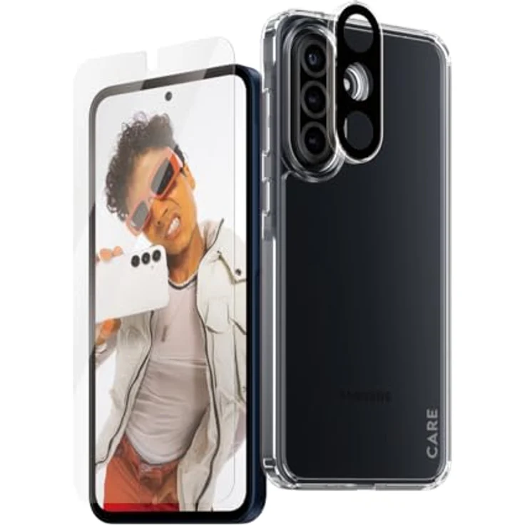 Care by PanzerGlass Flagship 3-in-1 Set für Samsung Galaxy A36 5G, Displayschutz mit Fallschutz, Kratzfestigkeit und EasyAligner Installation – Bild 1
