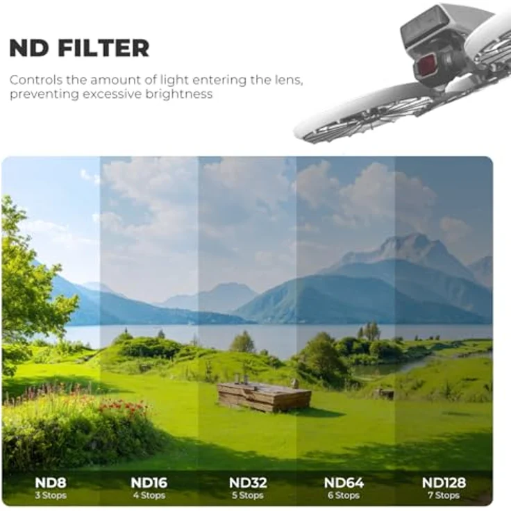 FREEWELL Standard Day ND-Filter-Set für DJI Flip Drone - ND8, ND16, ND32, ND64, ND128, PL-Filter - Lichtreduzierung, verbesserte Farben, sanfte Bewegungen – Bild 3