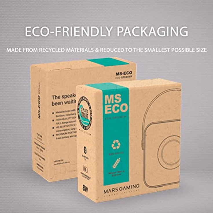 MarsGaming MS-ECO, Ökologischer Bluetooth 5.1 Lautsprecher, Organisch Material Wheat Straw und Bambus, Kompakte Größe, MSECO, Grau – Bild 5