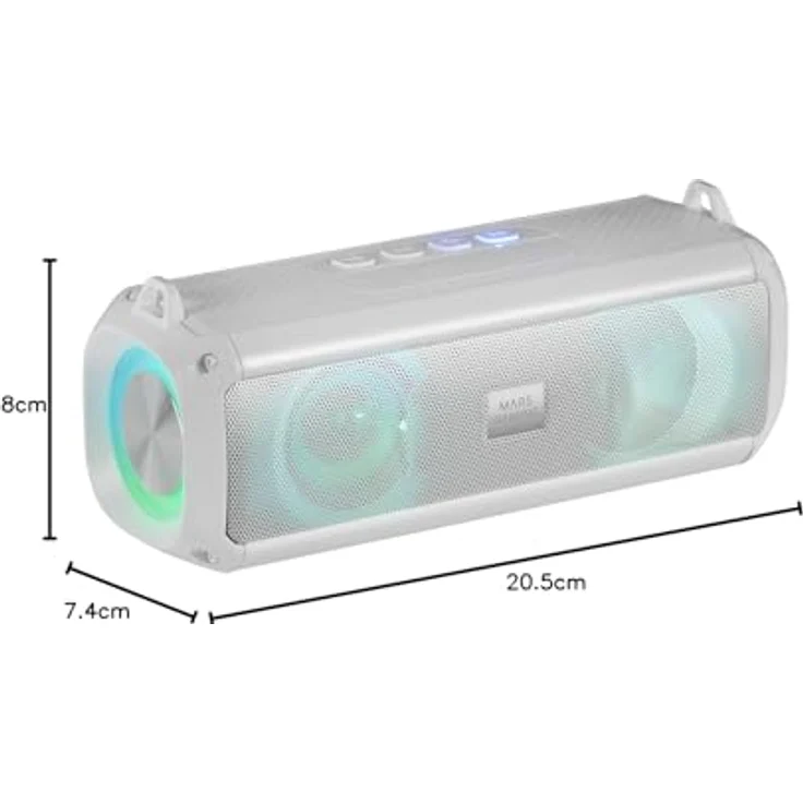 Mars Gaming Mars Gaming MSB-XT, Portable Bluetooth-Lautsprecher 2in1 mit 20W Sound-System, RGB Beleuchtung, AUX/MicroSD/USB/FM Radio, Weiß – Bild 7