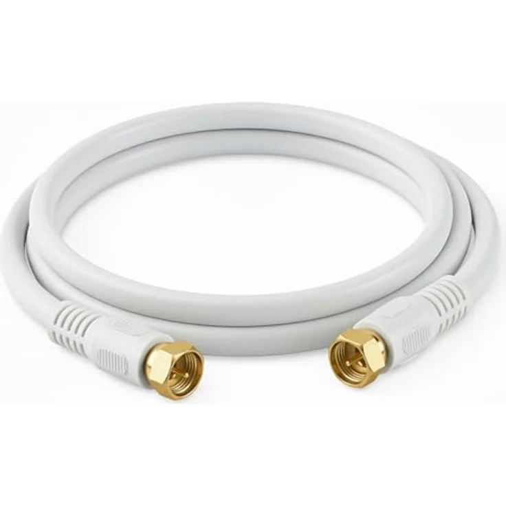 1 aTTack Koaxial Anschluss Kabel Antennenkabel Sat Kabel Anschlusskabel F-Stecker Koaxialstecker auf Koaxialkupplung doppelt geschirmt/Dreifach geschirmt/4 fach geschirmt/75 dB/85 dB/100 dB/110 dB/120 dB/125 dB SAT weiß F-F gold 85db 3,5 Meter – Bild 9