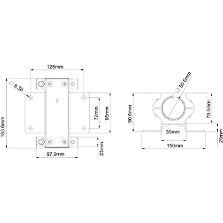 Multibrackets Rohrklemme Ø50mm, Pro System, Metall Beamer Halterung, schwarz – Bild 8