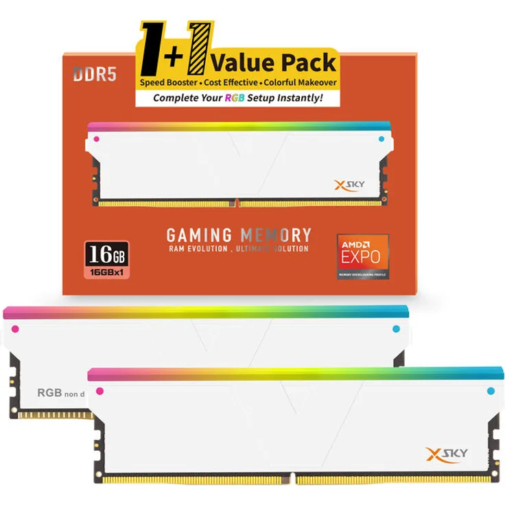V-Color Manta XSky RGB DDR5-6000 RAM, 16 GB (1x 16 GB), CL28, EXPO, weiß