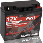kraftmax Industrial Pro Bleiakku 12V / 18Ah AGM Hochleistungs- Blei Akku der Neusten Generation, für Industrie, Medizin, Solar-Technik, usw.