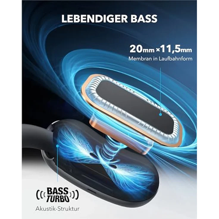 soundcore AeroFit 2 von Anker, Open-Ear Kopfhörer mit tiefer Bass und Hi-Res Wireless Audio, IP55, Bluetooth 5.4, 42h Spielzeit, kabelloses Laden, klare Anrufe durch KI – Bild 4