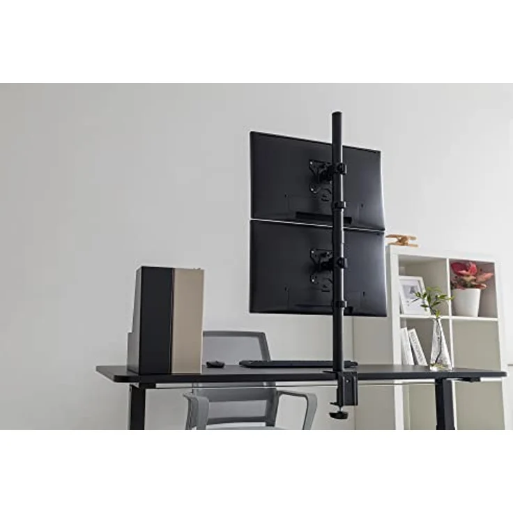Digitus Monitor-Halterung Universal Dual Monitorhalter, Vertikal für 2 Monitore bis 32 Zoll, schwenkbar und neigbar, Tischklemme und Durchführungs-Stange inklusive – Bild 6