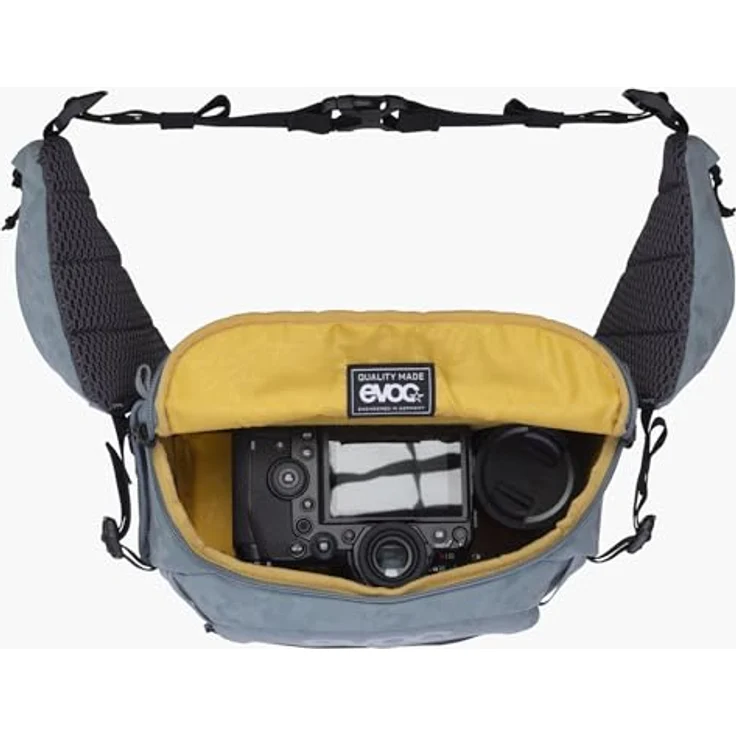 Evoc Hip Pack Capture 6L, Kamera Hüfttasche für Kompakt-Systemkameras, grau, mit Air Flow Contact System und Regenhülle – Bild 11