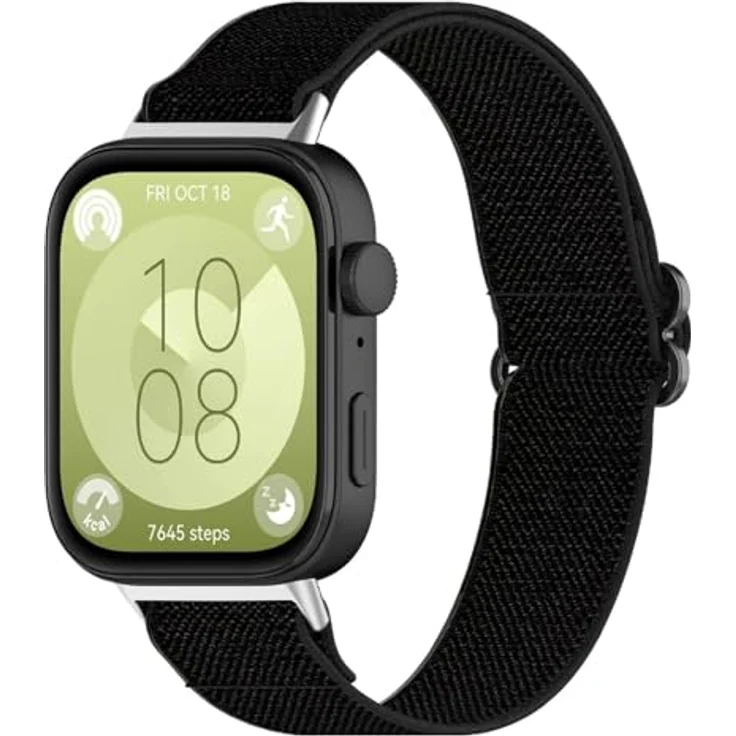 GIOPUEY Armband Kompatibel mit Huawei Watch Fit 5/5 Pro/Fit 4/4 Pro/Fit 3, Geflochtenes Nylon, elastisch & atmungsaktiv, unisex, Schwarz – Bild 2