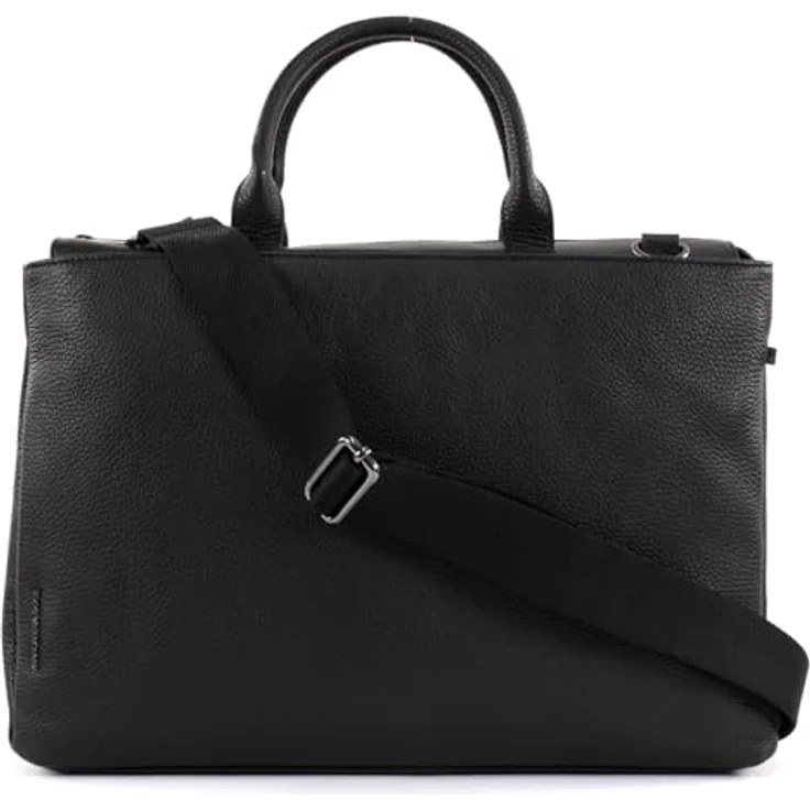 Mandarina Duck Mellow Leather Aktentasche, Laptoptasche aus weichem Rindleder, Schwarz, mit abnehmbarem Schultergurt, geräumigem Hauptfach für A4-Unterlagen, Reißverschluss mit Druckknopf – Bild 2