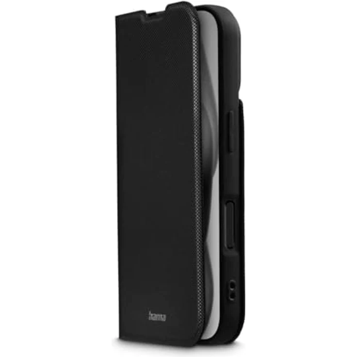 Hama Handyhülle für iPhone 16 (Handytasche zum Aufstellen, Etui mit Kartenfach, extra Schutz von Display und Kamera, mit Magnet, Klapphülle, weich, Anti Fingerabdruck) schwarz – Bild 2