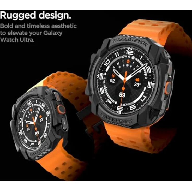 Spigen Rugged Armor Hülle Kompatibel mit Samsung Galaxy Watch Ultra 47mm (2024) - Matt Schwarz, Kratzerabwehr und verstärkter Bildschirmschutz – Bild 4