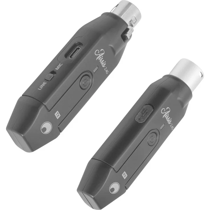Omnitronic AIRSIS 2.4G Funkmikrofon-Set, drahtloses XLR-System mit Sender und Empfänger, Schwarz (matt), 24 Bit/48 kHz, Reichweite bis 30m