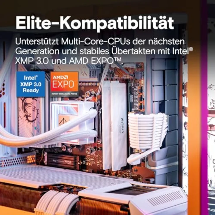 Crucial Pro DDR5-6400 Kit, 32GB (2x16GB), UDIMM CL32 W Overclocking, Weiss – Bild 4