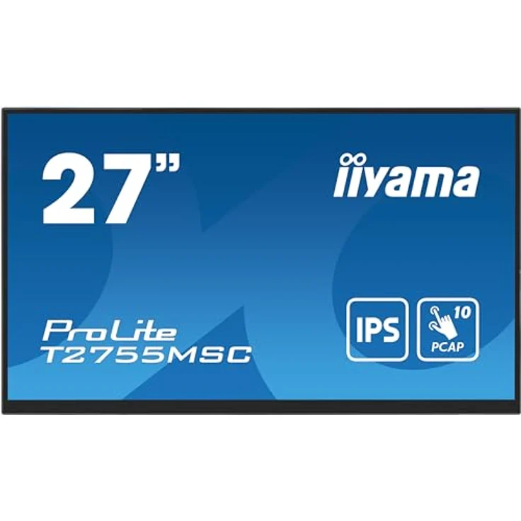 iiyama Prolite T2755MSC-B1 68,6 cm 27" IPS LED-Monitor Full-HD 10 Punkt Multitouch kapazitiv HDMI DP Audio-Out USB3.2 7H Anti-Fingerprint schwarz, Office-Monitor mit Edge-to-Edge-Glasdesign und flexiblem Standfuß – Bild 2