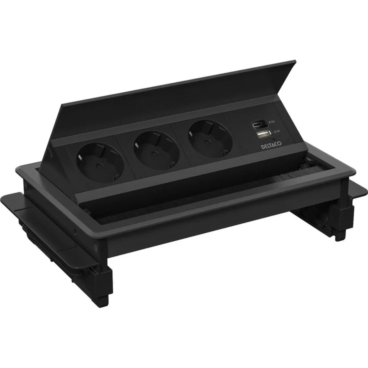 Deltaco Steckdosenleiste, aufputz, 3-fach, mit A+C USB-Ladegerät und GST18-Anschluss (3x USB-A)