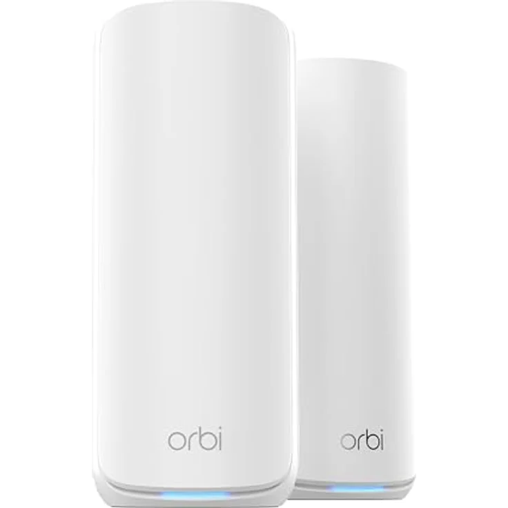 Netgear Orbi 870 Series (RBE872) 2er Set, WiFi 7 Router mit bis zu 21 Gbps, 360° Abdeckung, Weiss – Bild 1