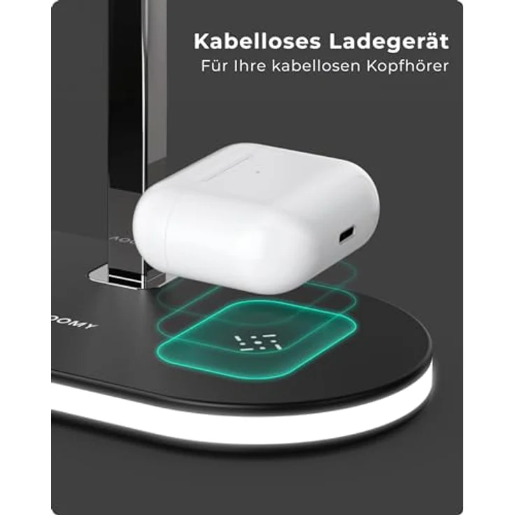 Voomy Wireless C5 Wireless Charger, 15W Ladestation für iPhone, Apple Watch & Airpods - Nachtlicht, USB-Ausgang, MagSafe-Kompatibilität – Bild 4