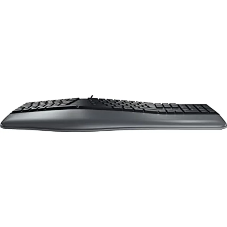 CHERRY KC 4500 ERGO, ergonomische Tastatur, Spanisches Layout (QWERTY), kabelgebunden, gepolsterte Handballenauflage mit Memory-Schaum, geschwungenes Tastenfeld, schwarz – Bild 2
