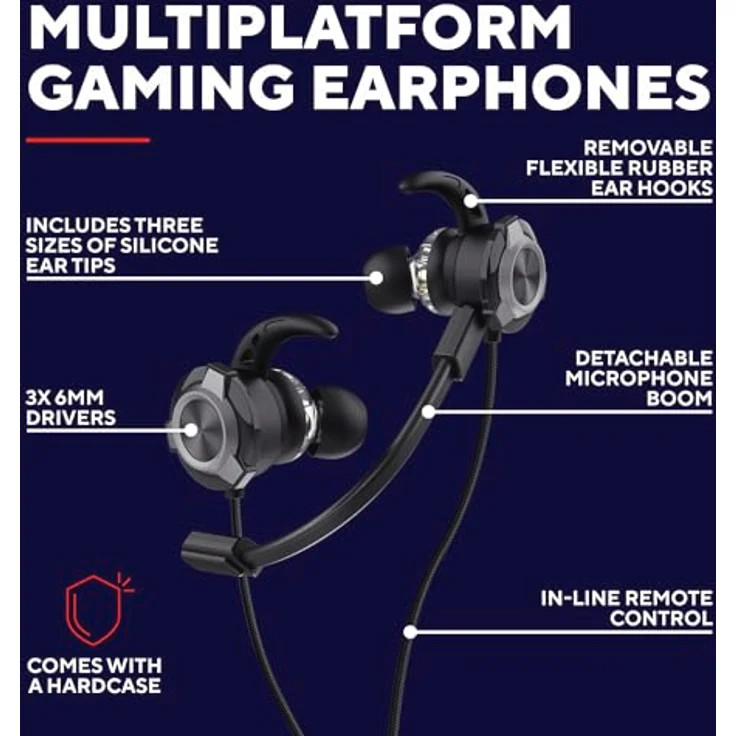 Trust GXT 406 Pine, In Ear Kopfhörer mit Kabel, 3.5mm Gaming Ohrhörer mit Mikrofon und Inline Steuerung, multiplattformkompatibel für Nintendo Switch, PS5, PS4, Xbox, Tablet PC, Schwarz, mit Hartschalenetui – Bild 2