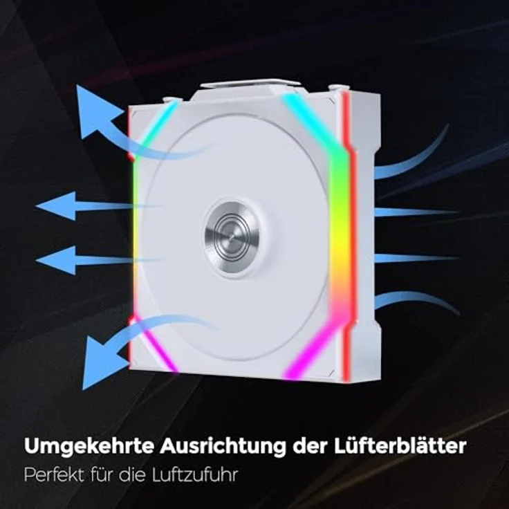 Lian Li UNI FAN SL Wireless LCD Lüfter, ARGB, PWM, 3er-Pack inkl. Controller - Reverse Blade, 120 mm, weiß - Leistungsstarker Gehäuselüfter mit drahtloser Synchronisation – Bild 2