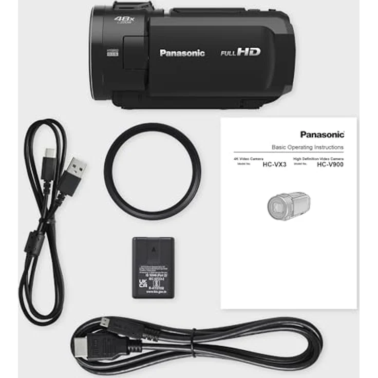 Panasonic HC-V900E-K, Semiprofessioneller Camcorder mit 24x optischem Zoom, 5-Achsen O.I.S, F1.8 Objektiv, Full HD, Schwarz – Bild 4
