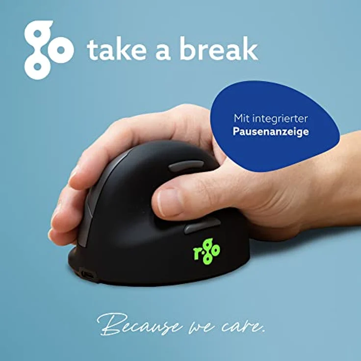 R-Go HE Ergonomische Maus, Bluetooth 5.0, Silent funkmaus, Kompatibel mit Anti-RSI-Software, Vorbeugung Mausarm, Wiederaufladbare kabellose vertikale Maus für Windows/Mac/Linux, 5 Tasten, Schwarz – Bild 5
