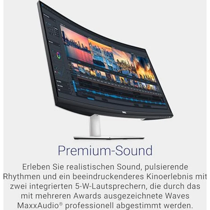 Dell S3221QSA 31.5 Zoll 4K UHD Curved Monitor, 60Hz, VA, 4ms, AMD FreeSync, 99% sRGB, Silber – Bild 4
