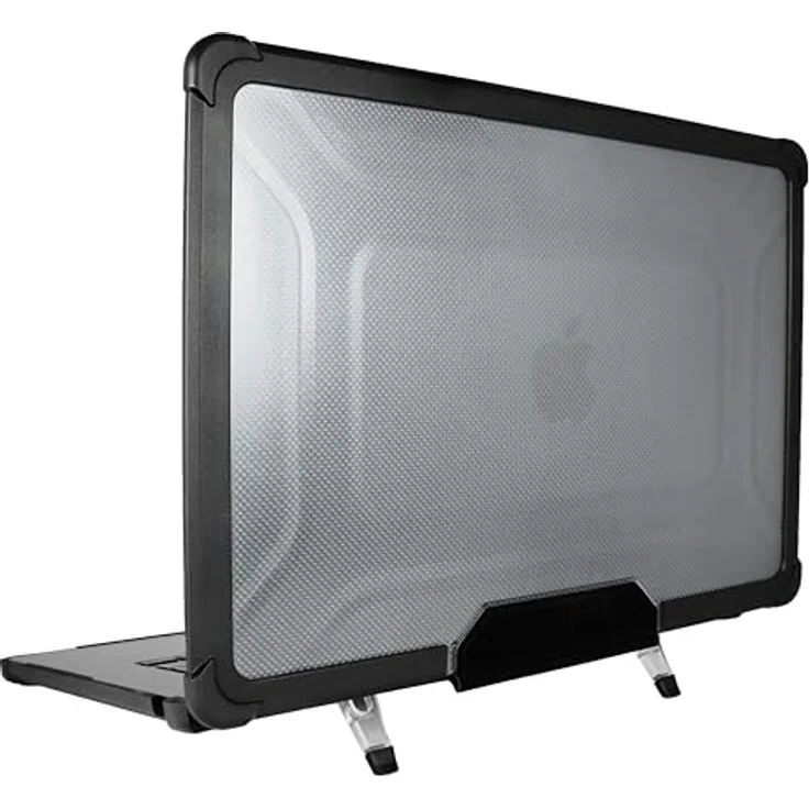 honju FIT Kickstand Case kompatibel mit Apple MacBook Air M2 (15 Zoll - 2023) Hülle [Klappbare Standfüße, Fallschutz nach Militärstandard, Lüftungsschlitze] schwarz / transparent – Bild 2
