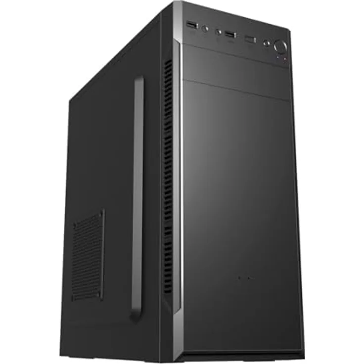 FSP CMT160, Midi Tower PC-Gehäuse für ATX/ITX/micro ATX, Schwarz, 1x 3,5" und 2x 2,5" Einschübe, max. 33 cm Grafikkartenlänge