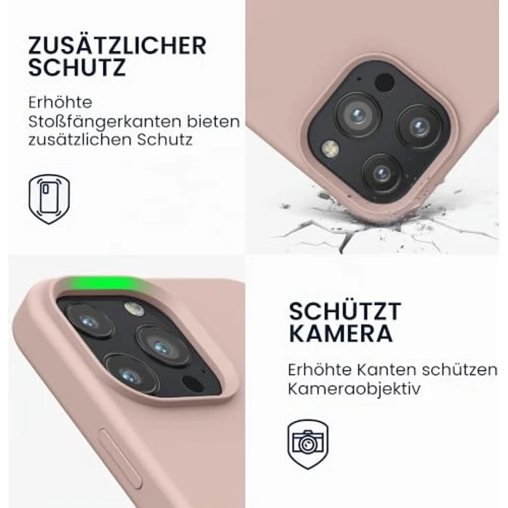 kwmobile Handyhülle für iPhone 13 Pro Max - Silikon Case in Altrosa, kabelloses Laden, griffig und stabil – Bild 3