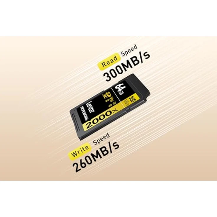 Lexar Professional 2000x SD Karte 64GB, SDXC UHS-II, bis zu 300 MB/s Lesen, Class 10, U3, V90, für DSLR und 4K-Videokameras – Bild 2