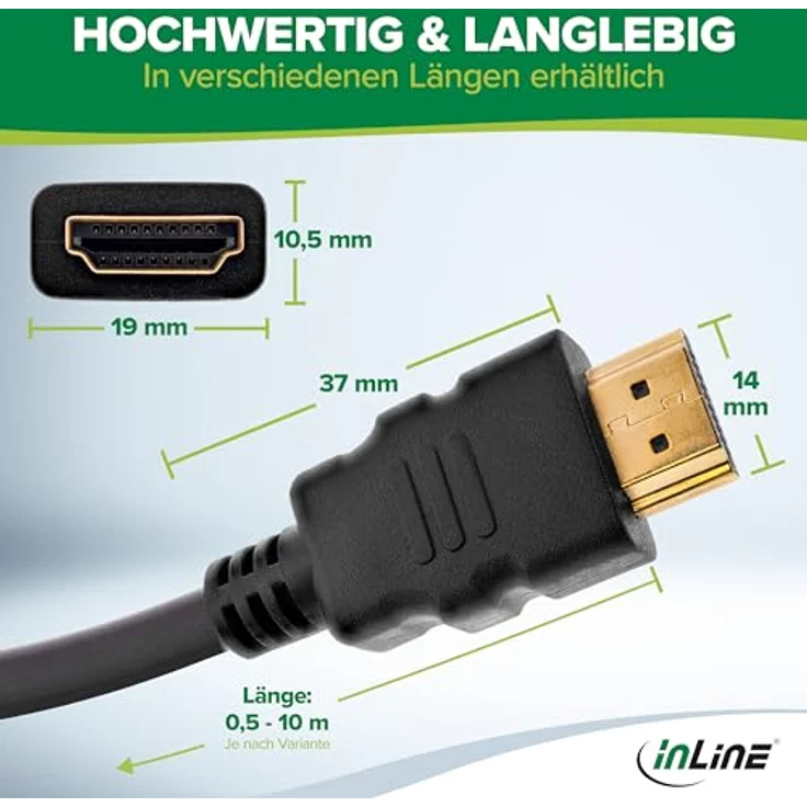 InLine 4k HDMI Kabel, HDMI-High Speed mit Ethernet, 2,5m, schwarz, für Blu-ray, PS5, Xbox Series, Switch, HDMI 2.0, UHD – Bild 5
