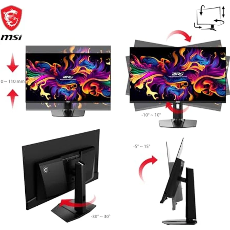 MSI MAG 321UPX QD-OLED 31.5 Zoll 4K UHD Gaming Monitor, 240Hz, 0.03ms, 99% DCI-P3, DisplayHDR True Black 400, DP 1.4a, HDMI 2.1, USB Type-C – Bild 5