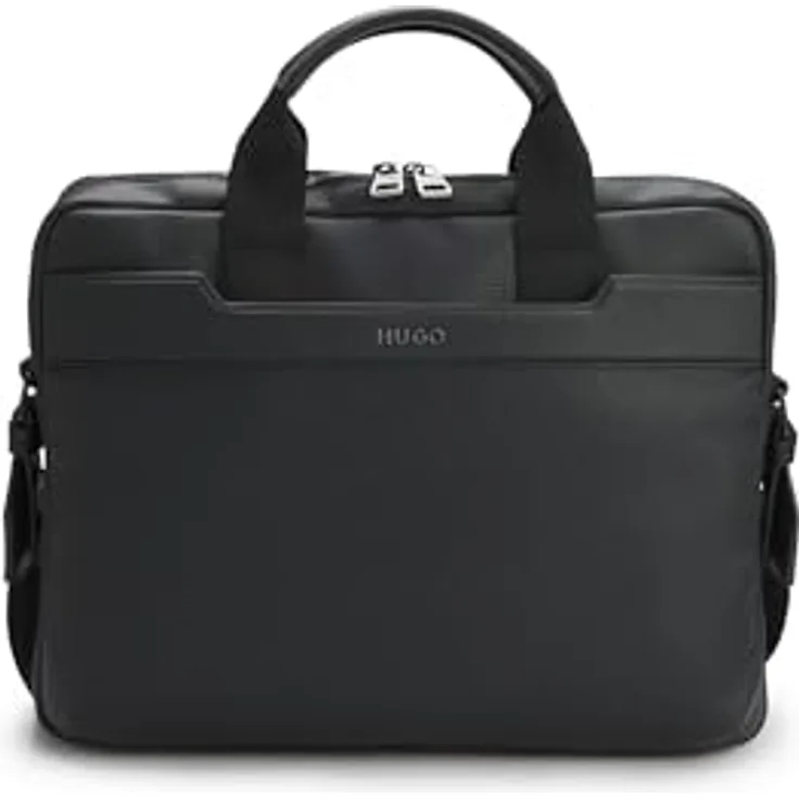 HUGO Speedyork Aktentasche, Polyurethan mit Reißverschluss, für Laptops bis 37 cm, schwarz