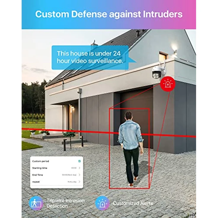 ZOSI 5MP 3K Pan/Tilt WLAN Überwachungskamera Aussen, 355°/140° Schwenkbar IP Kamera mit Plug-in Strom, 8X Digital Zoom, Personenerkennung, C296 – Bild 5
