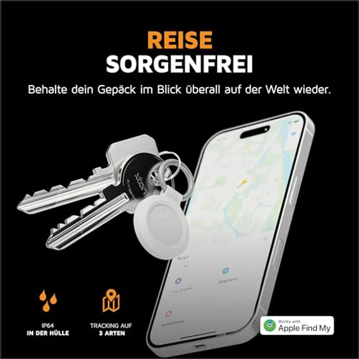Xtorm TravelTag, Wasserdichter Schlüsselfinder IP64, Weiß, kompatibel mit Apple iOS – Bild 2
