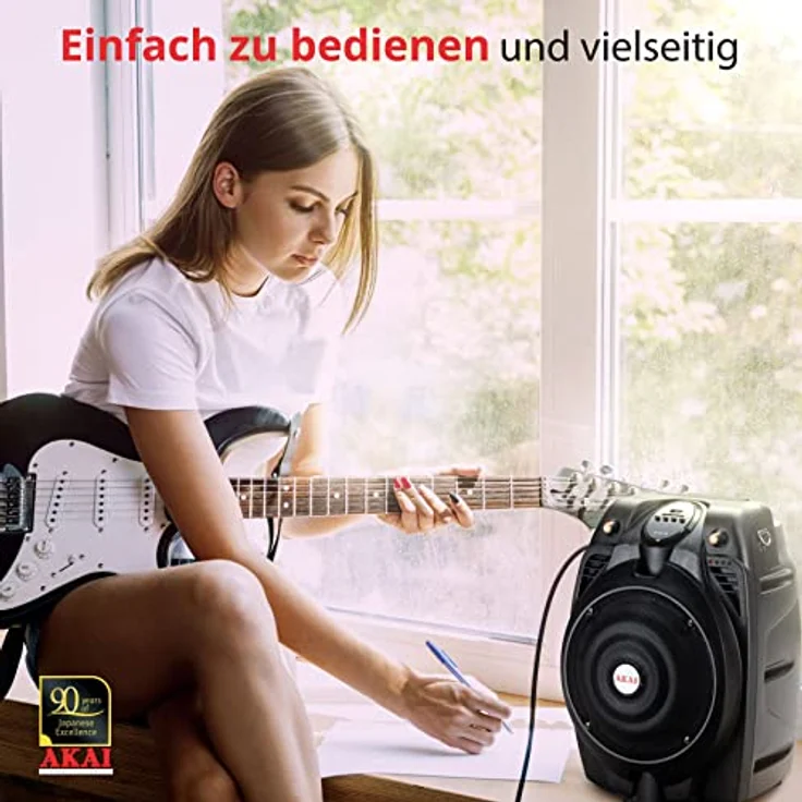 Akai SS02222A-X6, Tragbarer Aktivlautsprecher mit 30 W RMS, Bluetooth, USB/SD-Kartenleser, Mikrofon, schwarz – Bild 6