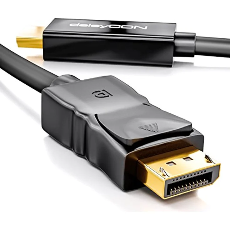 deleyCON 1m DisplayPort zu HDMI Kabel - High Speed 4K UHD FullHD 1080p 3D HDCP Audioübertragung - DP Stecker auf HDMI Stecker Adapterkabel - Schwarz – Bild 2
