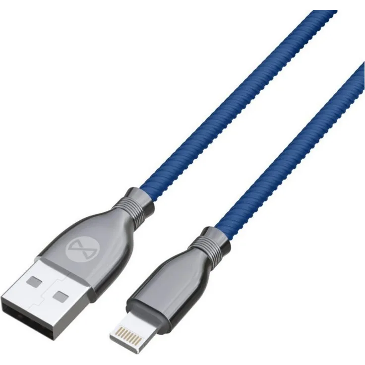 Forever USB-A Tornado, 1 m Ladekabel mit 12,5W Leistung und Metallstecker, dunkelblau