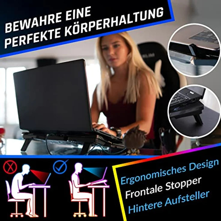 KLIM Cobra Laptop Kühler mit 4 leistungsstarken Lüftern für effektive Kühlung, kompatibel mit 11-19 Zoll Geräten – Bild 5