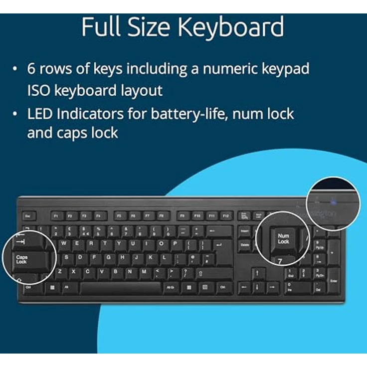 Kensington KB150 EQ Kabellose Tastatur, QWERTZ, mit USB-A-Nano-Empfänger, aus recyceltem Material, Schwarz – Bild 4