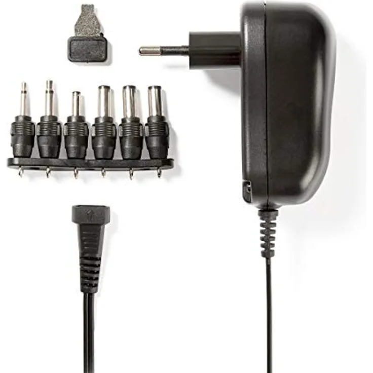 NEDIS Universal-Netzteil 12 W, 3-12 V DC, 1.80 m, 2.0 A, 6 Plugs, Schwarz