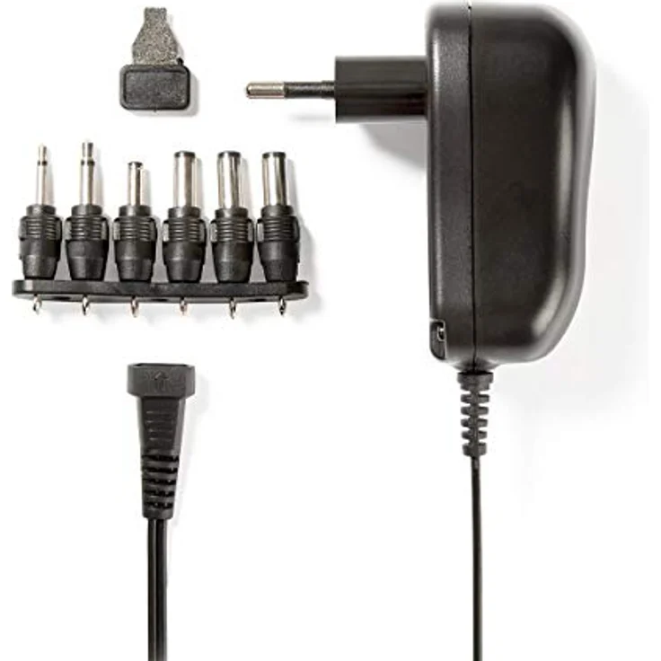 NEDIS Universal-Netzteil 12 W, 3-12 V DC, 1.80 m, 2.0 A, 6 Plugs, Schwarz – Bild 1