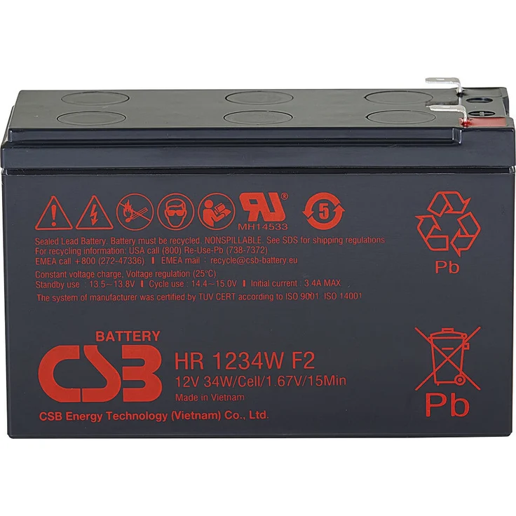 CSB Battery HR1234W F2, Stützbatterie 12V, 9Ah, 130A, wartungsfrei mit AGM-Technologie – Bild 1