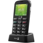 Doro 1380 Handy, 2G, Dual-SIM, für Senioren mit großen Tasten, Kamera, Unterstützungstaste und Ladegerät, schwarz